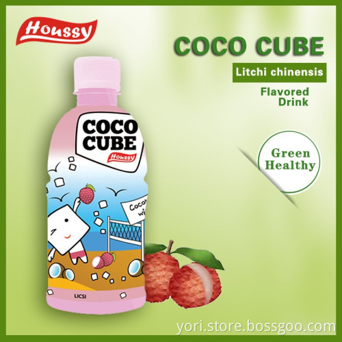 Houssy lychee flavor coconut drink with nata de coco, 320ml coco cute